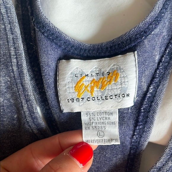 Vintage Express 1987 Collection Racerback Tank  Y2K Acid Wash Stretch Top (L) - Picture 5 of 8
